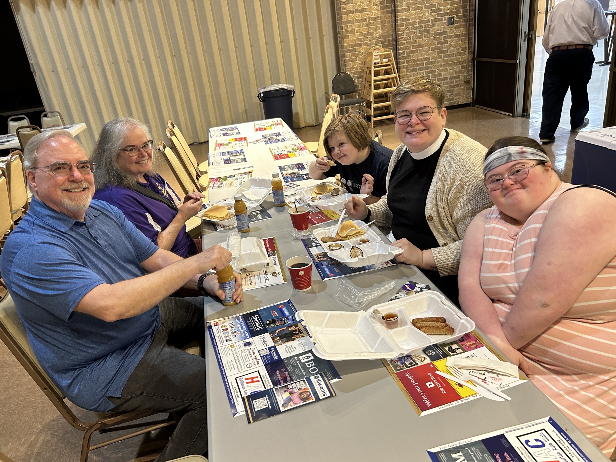 Family and friends enjoying Kiwanis Pancake Breakfast