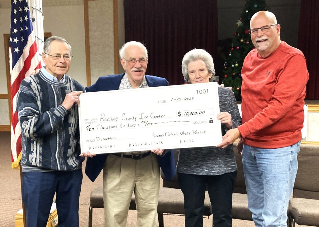 Kiwanis Club of West Racine donation to Racine County Ice Center, Jan. 10, 2024.