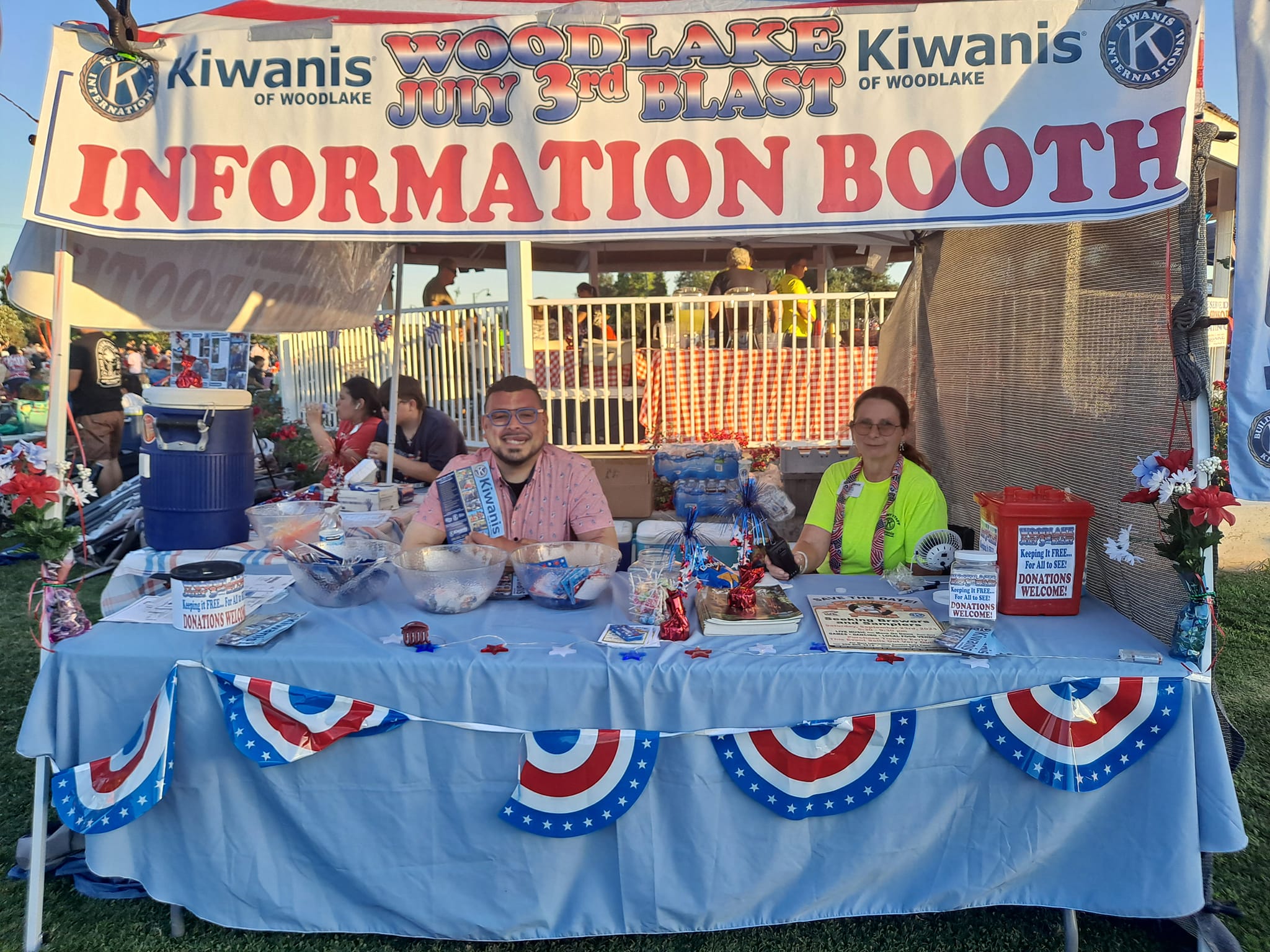 Eddie Valero and Laura Manser at the information booth at the July 3rd blast 2023