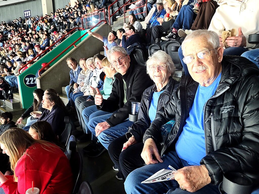 Kiwanis Club of Coeur d'Alene members enjoying a Spokane Chiefs hockey game.