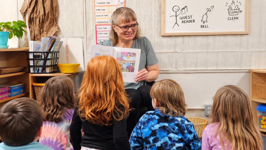 Ursula from our Aktion Club and SNR reads to Head Start children on September 15, 2026