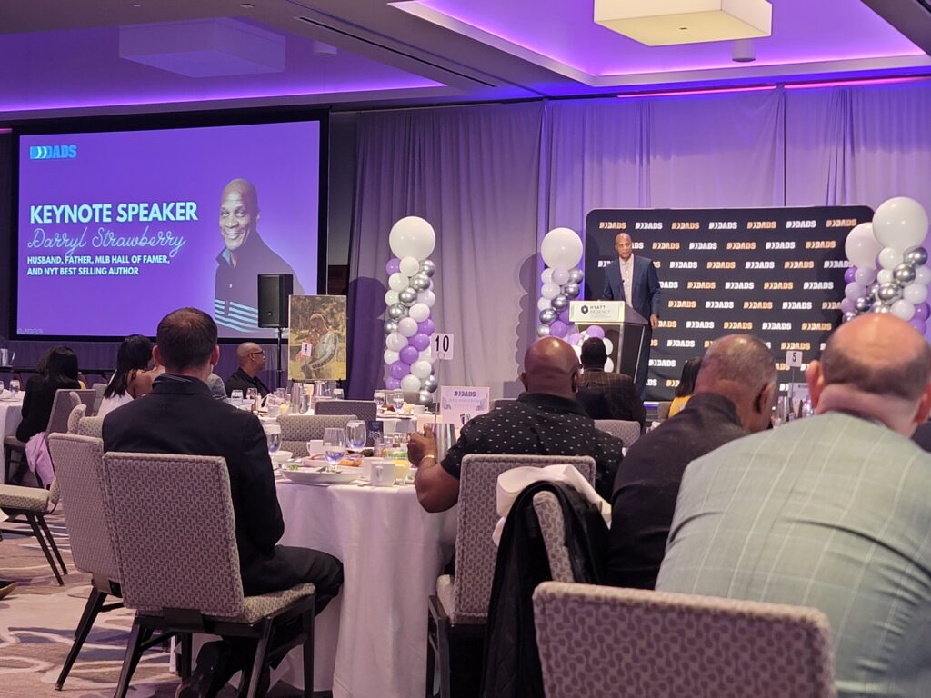 Daryl Strawberry speaking at the June 2024 D.A.D.S. dinner