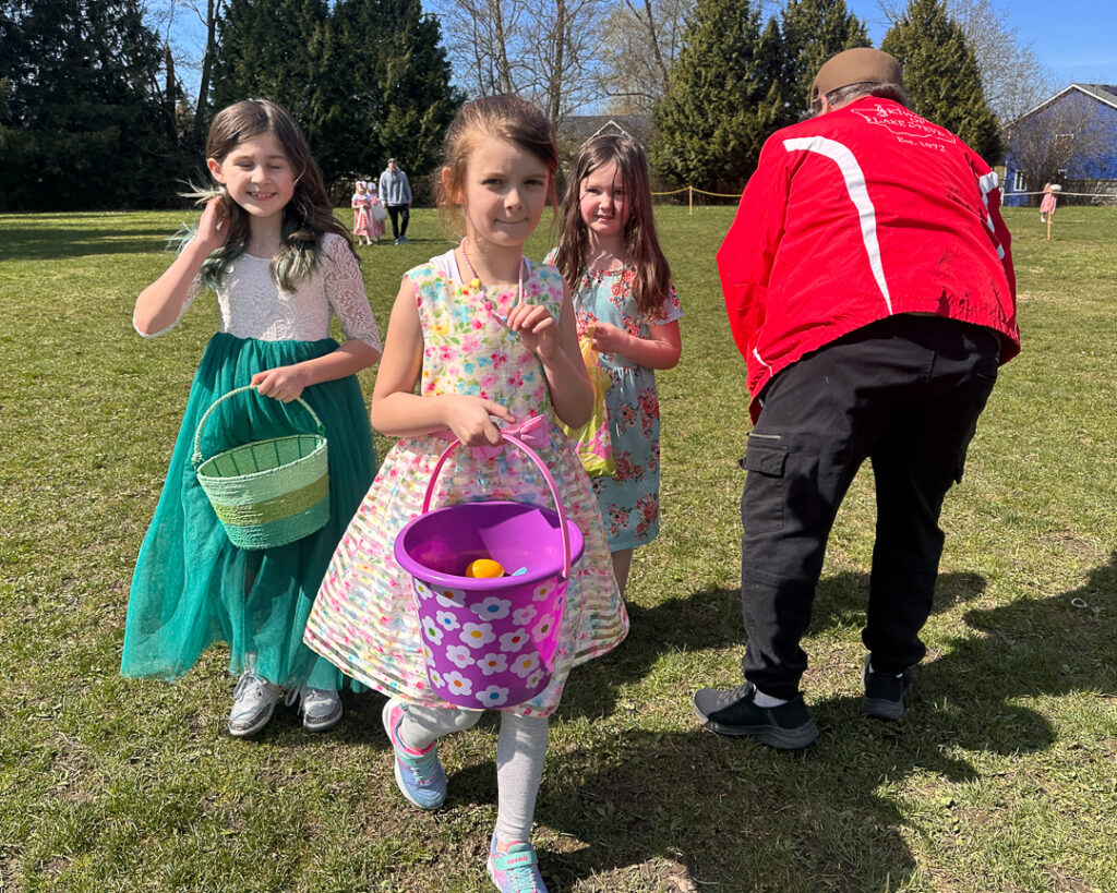 children collect eggs during the 2024 Lake Stevens Kiwanis Easter Egg Hunt