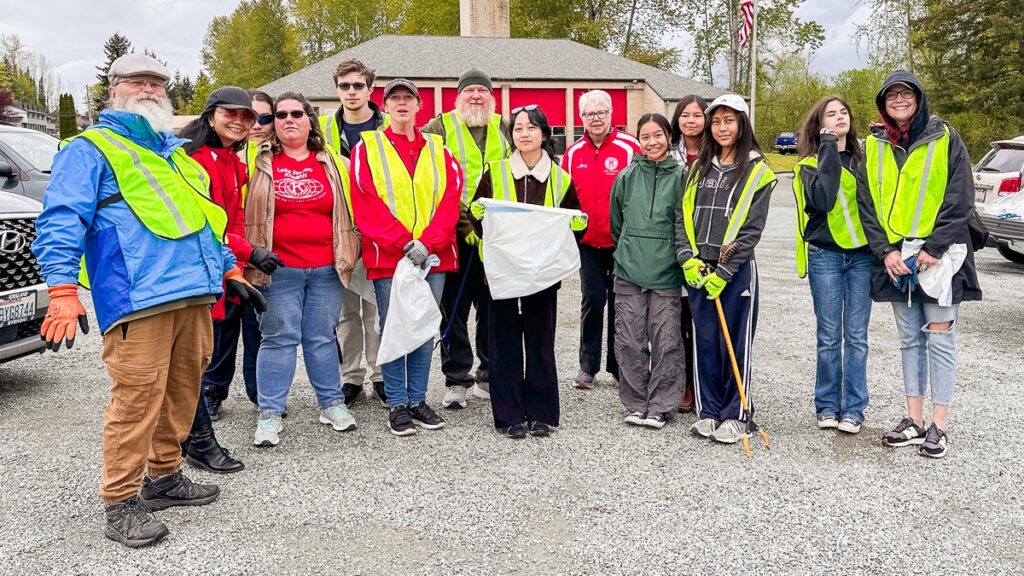 Kiwanians of Lake Stevens conducting a quarterly cleanup of Grade Road helping to keep the community clean