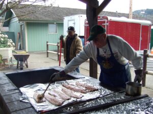 Salmon grilled over alder