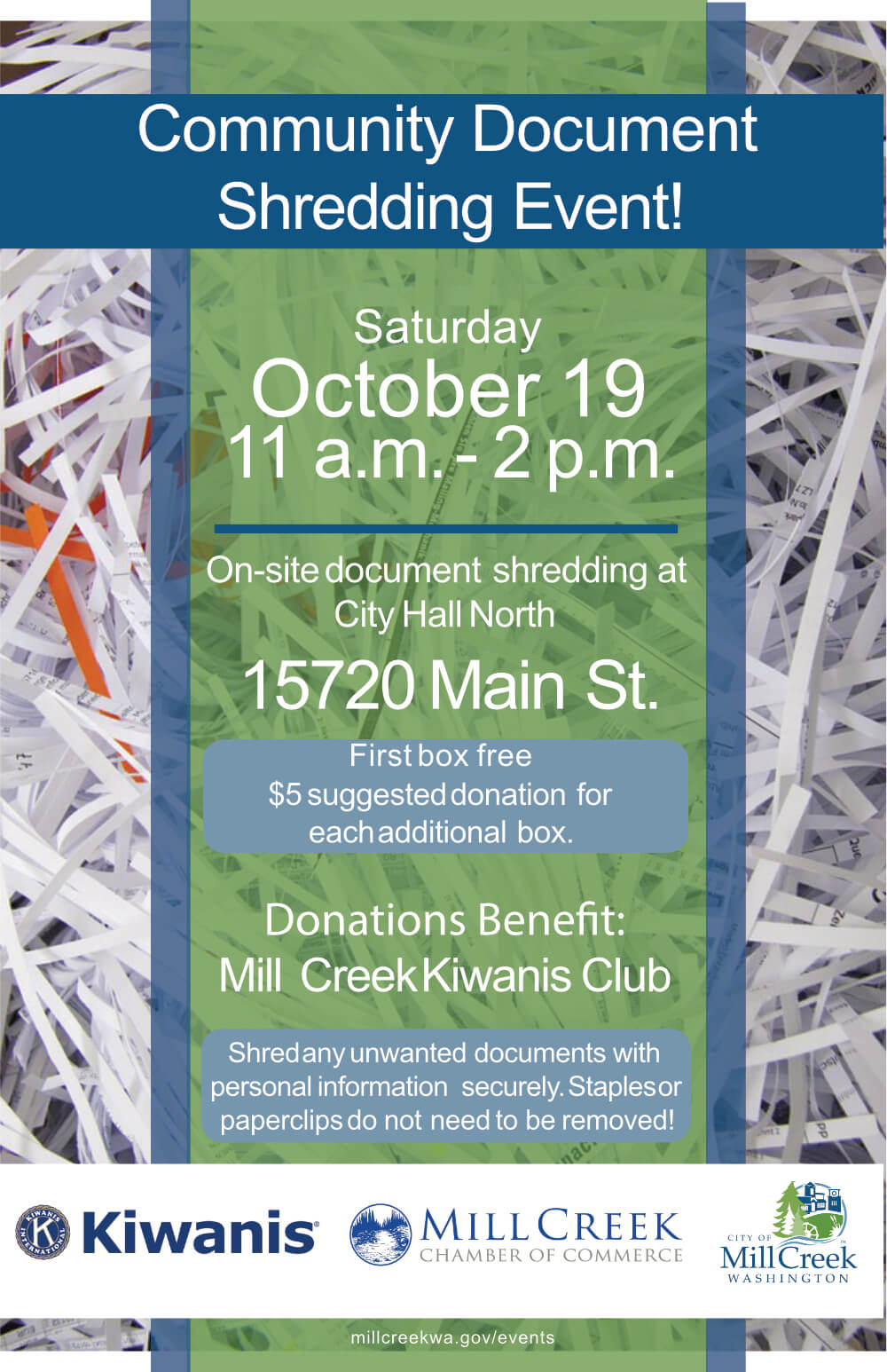 Community Document Shredding Event – Kiwanis Club of Mill Creek, Washington