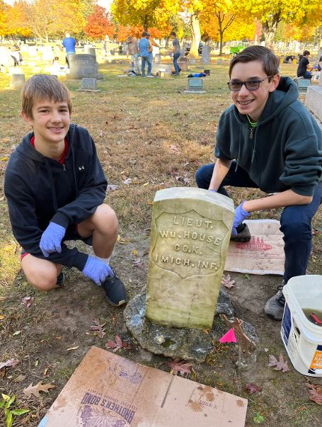 Youth volunteer cemetery cleanup project