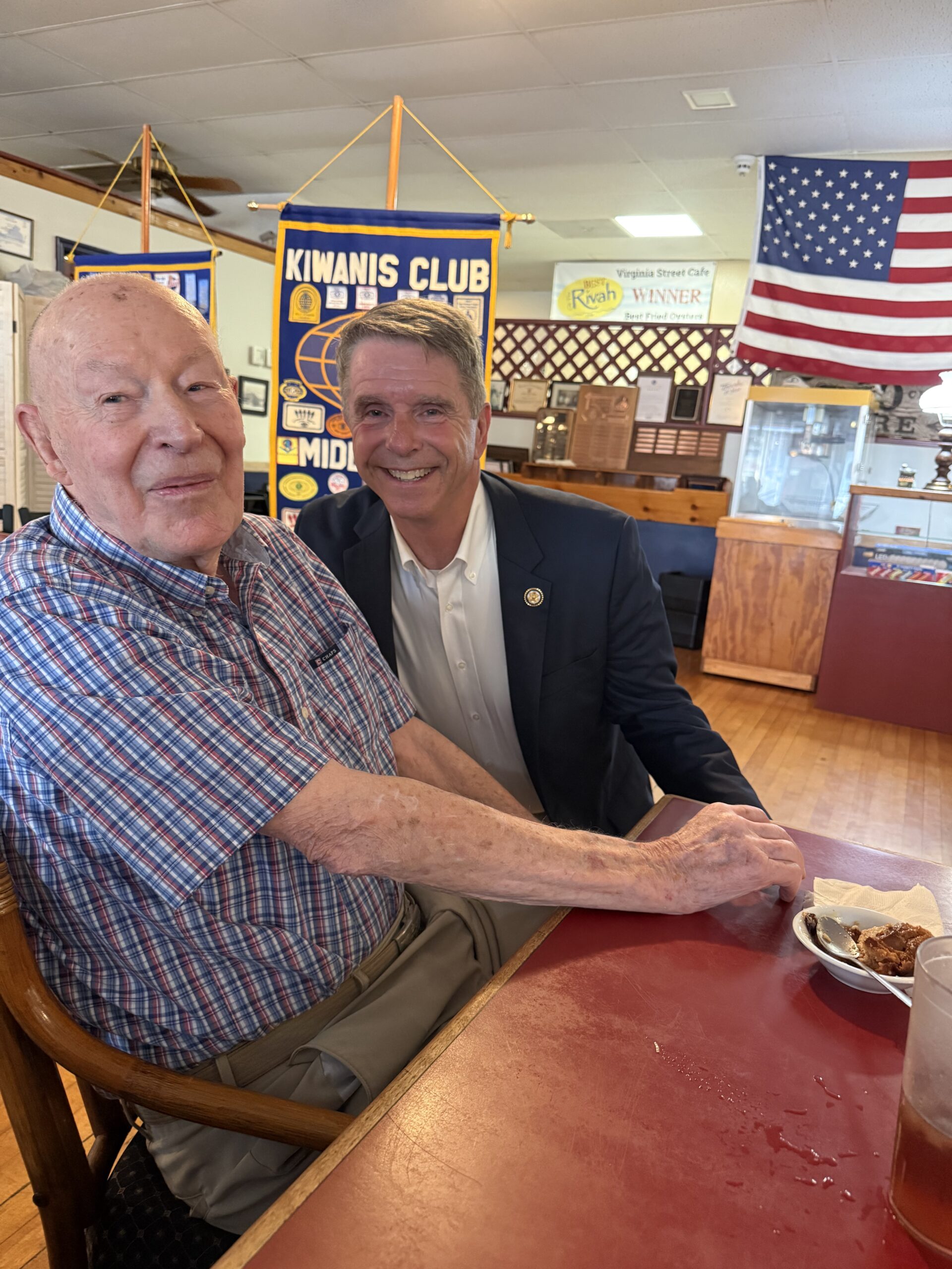 Russ Russell Rob Whitman at Kiwanis meeting in August 2026