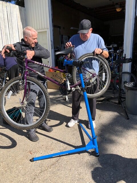 Working at the bike garage