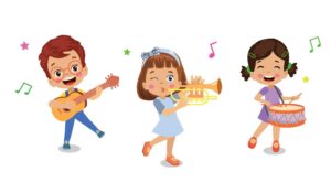 Clipart 3 kinds playing musical instruments