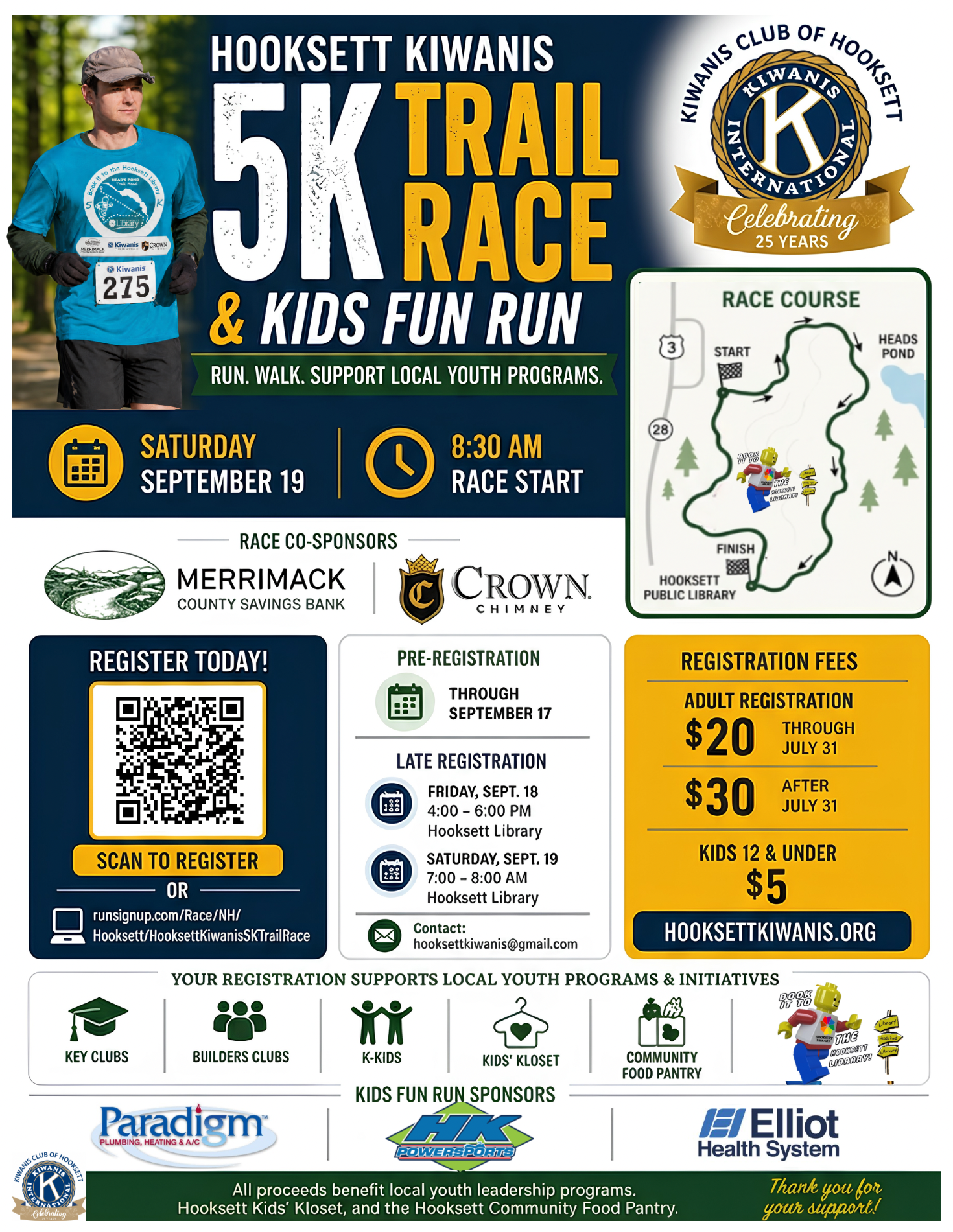 Kiwanis Trail Race and Kids Fun Run Flyer