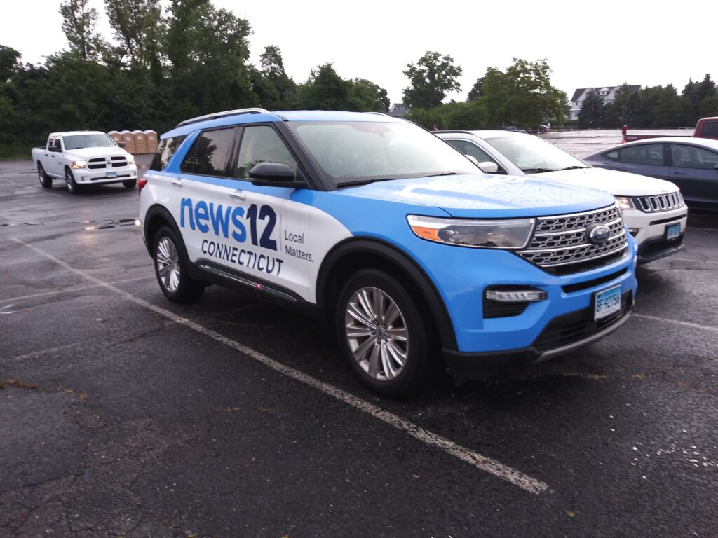 News 12 car among others at Jennings Beach parking lot.