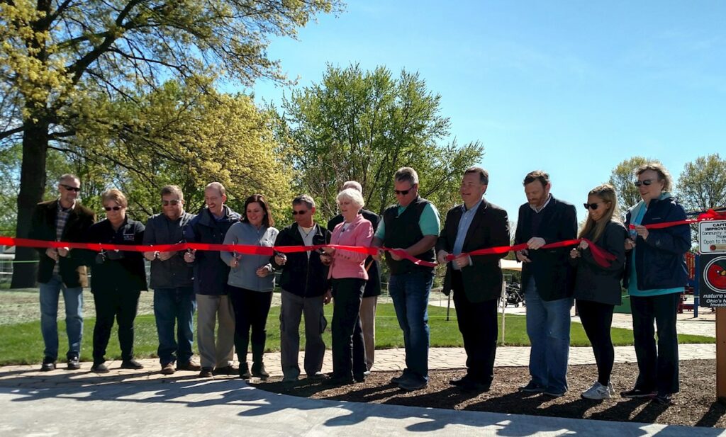 Ribbon cutting for the new Sunpoint Park, Gahanna Kiwanis donated for its creation