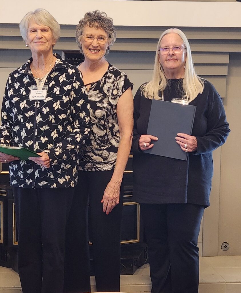 Photo of new members Judi Rising and Linda Fassbender with President Lynda Smith