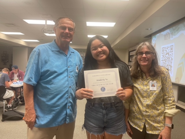 Kiwanis Senoir Scholarship presentation to Kimberly VO of Vista Ridge High School Key Club.